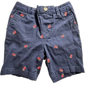 Lightning Bug Boys Size 5 Navy Chino Shorts Embroidered Adjustable Waist